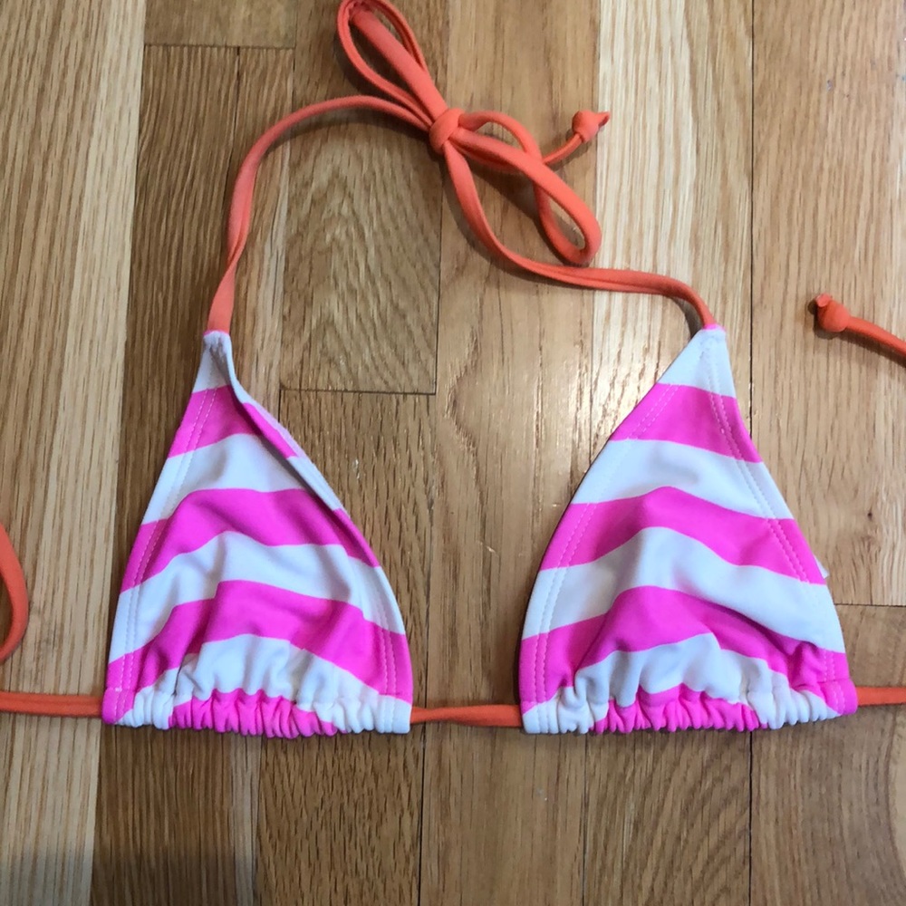 Striped triangle bikini top
